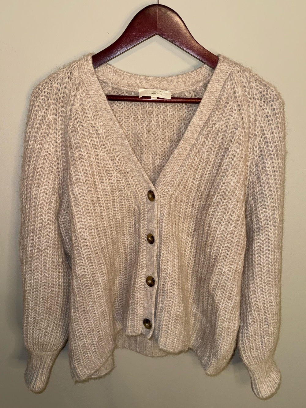 Sézane Basile Alpaca Wool V-Neck Cardigan M Oatmeal NWOT Made Italy 🇫🇷